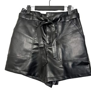 Bagatelle High Rise Faux Leather Paperbag Shorts with Belt sz Small